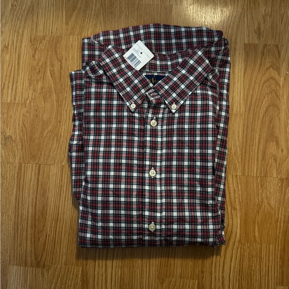 {Polo Ralph Lauren} Checked Plaid Classic Fit Performance Oxford Woven Shirt